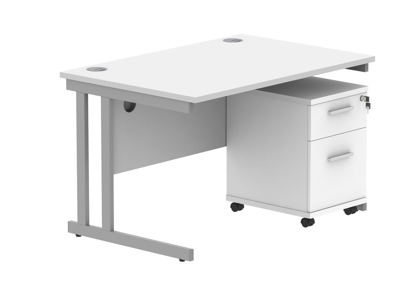 White Desk and Pedestal - 1200 wide x 800 deep