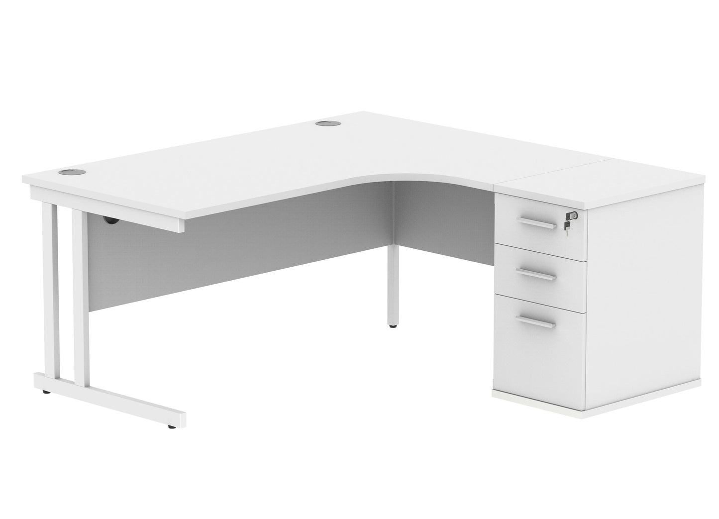 Double Upright Right Hand Radial Desk (1600 wide) + Desk High Pedestal