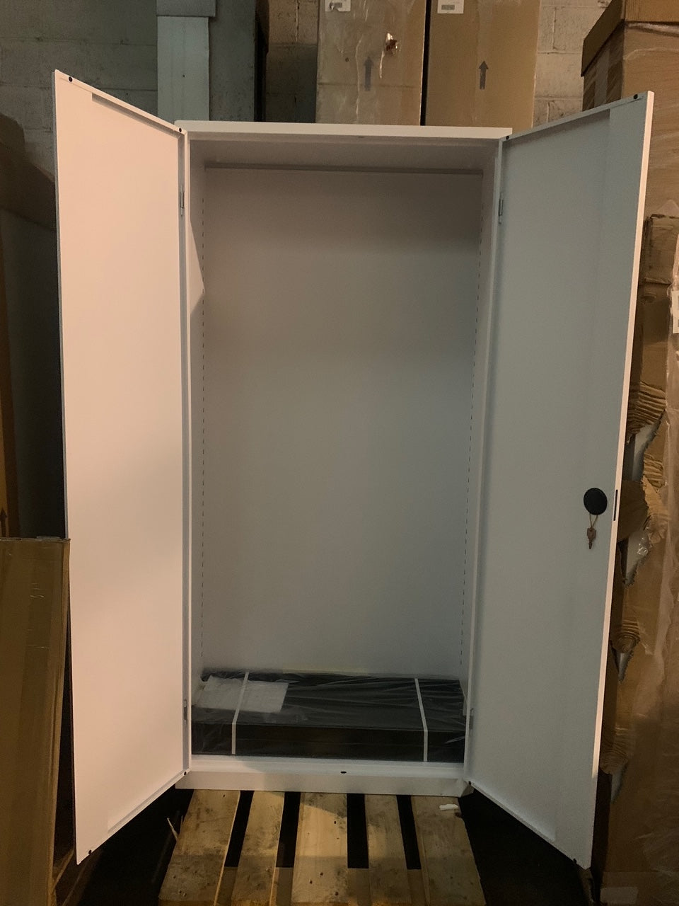 White Talos 1950mm Steel Double Door Cupboard