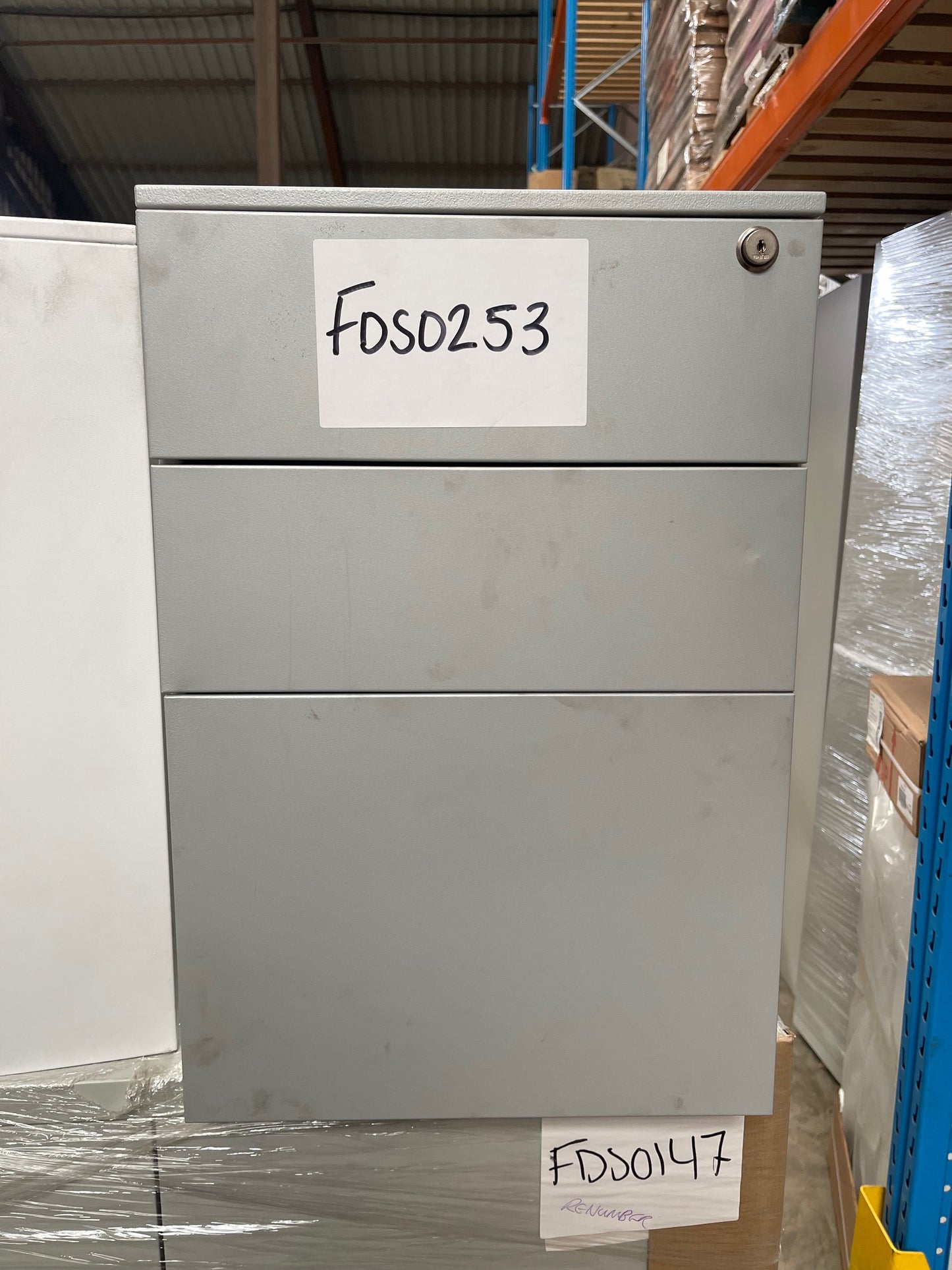 Silver 3 Drawer Steel Pedestal