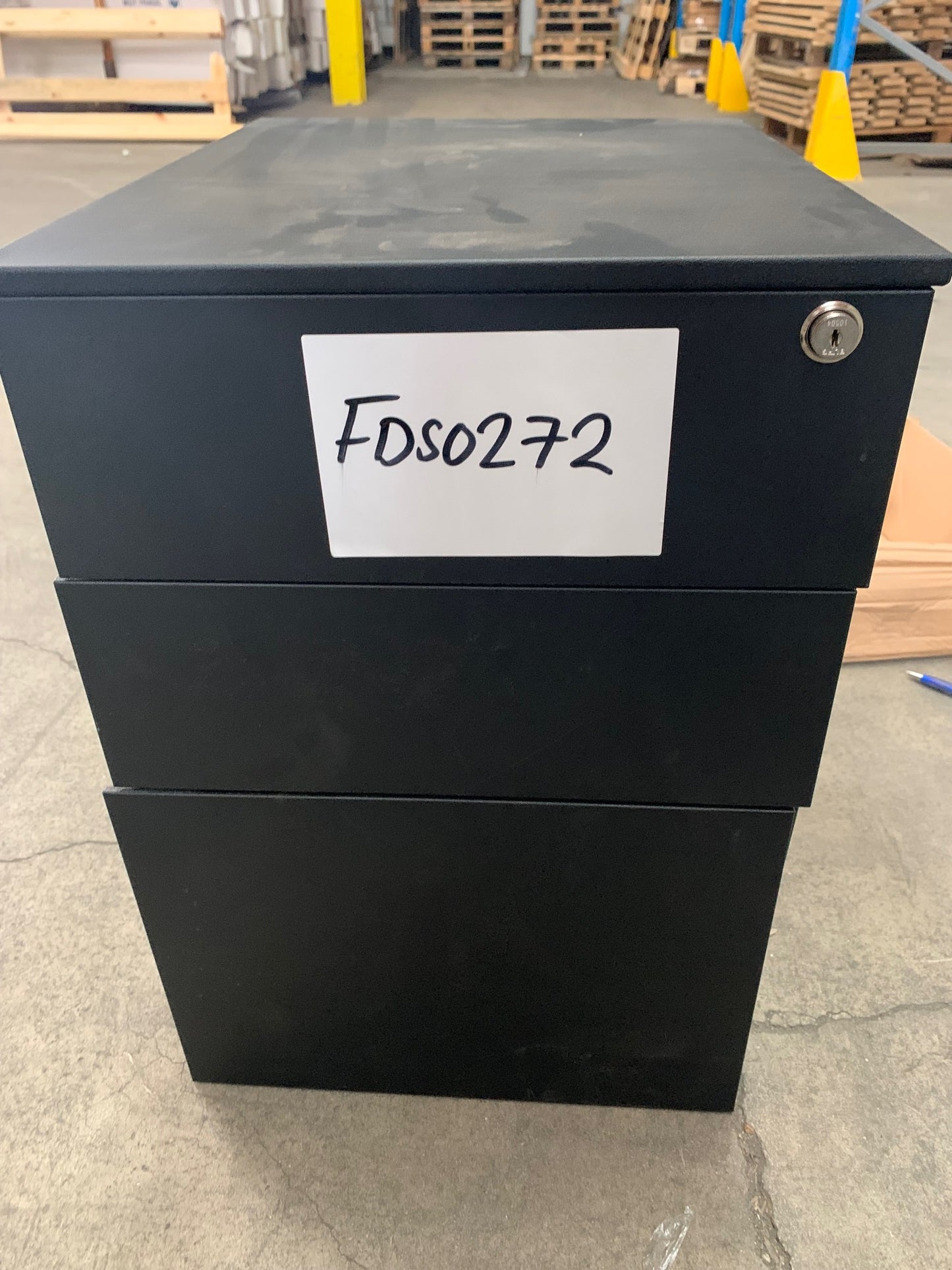 Black 3 Drawer Steel Pedestal
