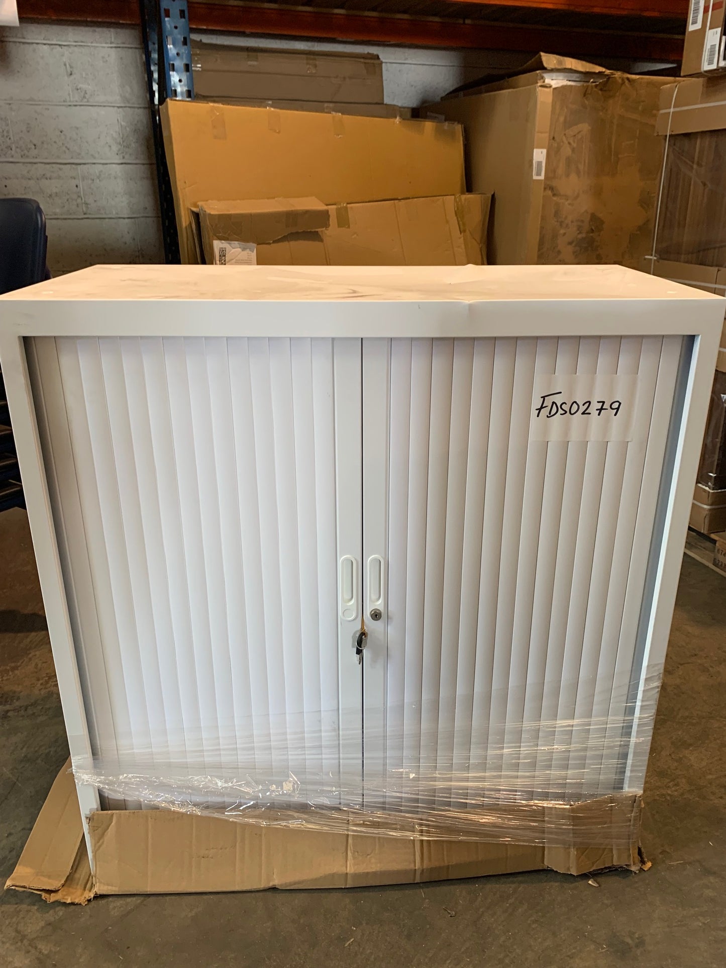 White 1050mm Steel Open Tambour