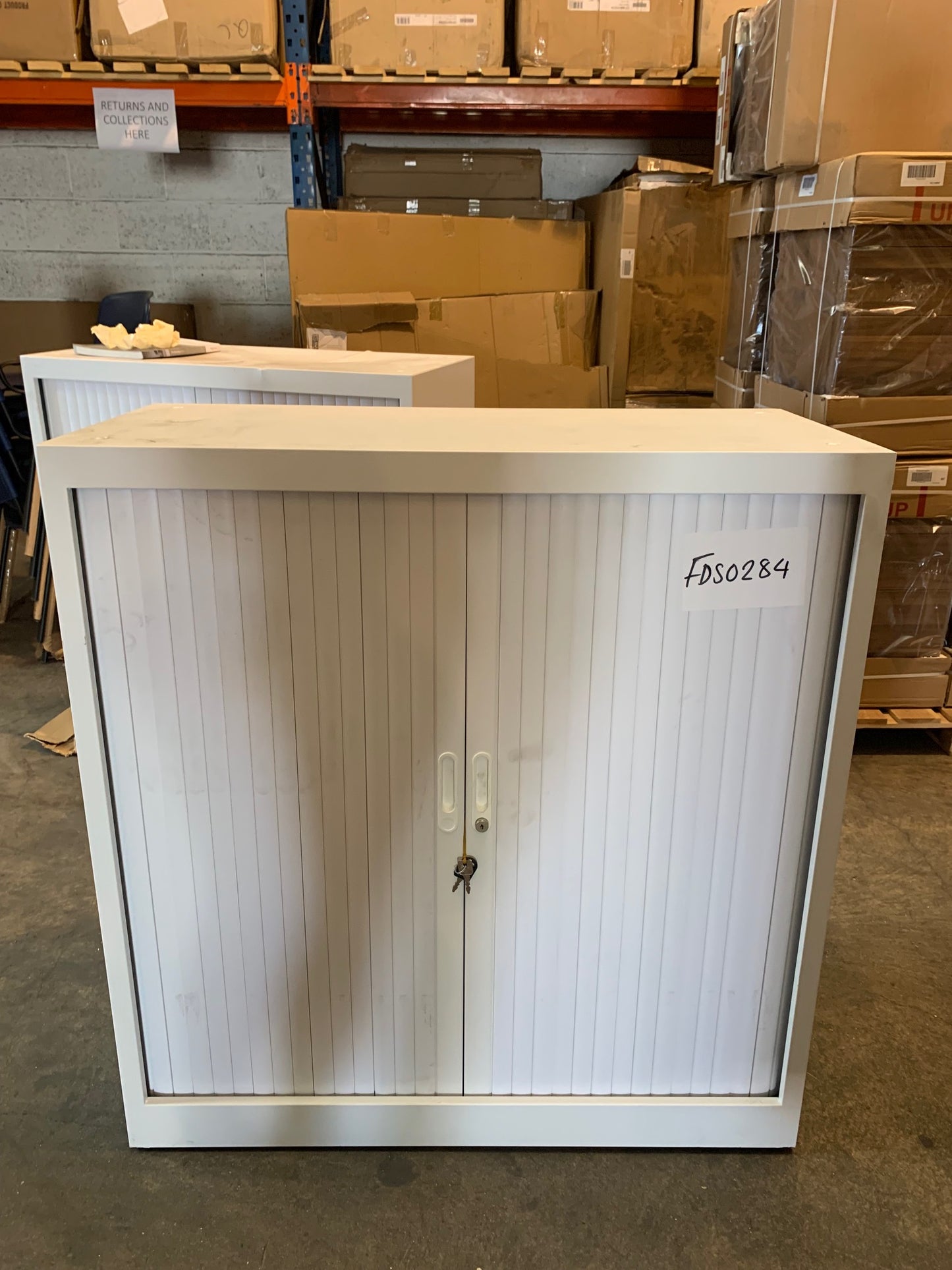 White 1050mm Steel Open Tambour