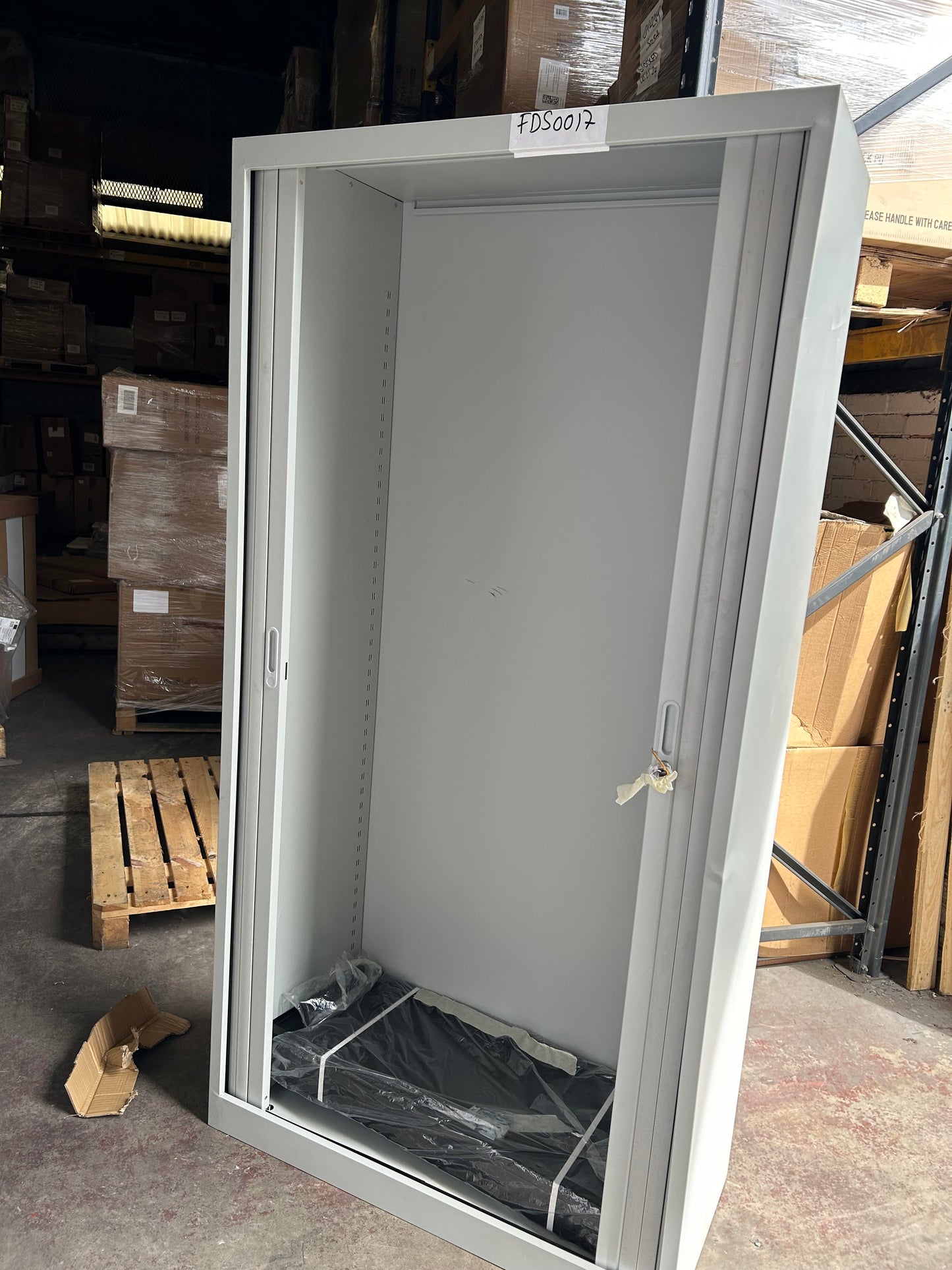 Grey 1950mm Metal Tambour - Scuffs