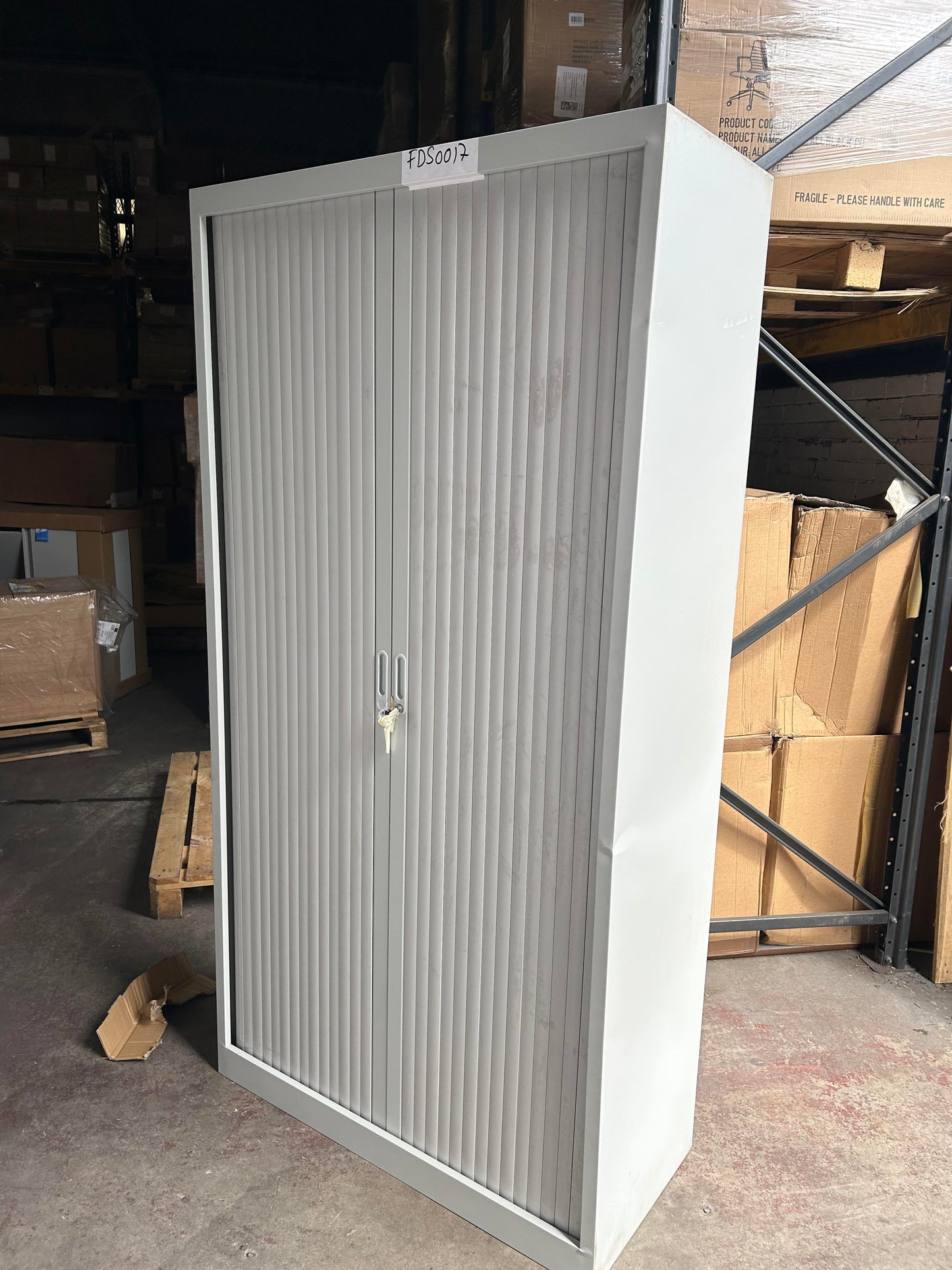 Grey 1950mm Metal Tambour - Scuffs