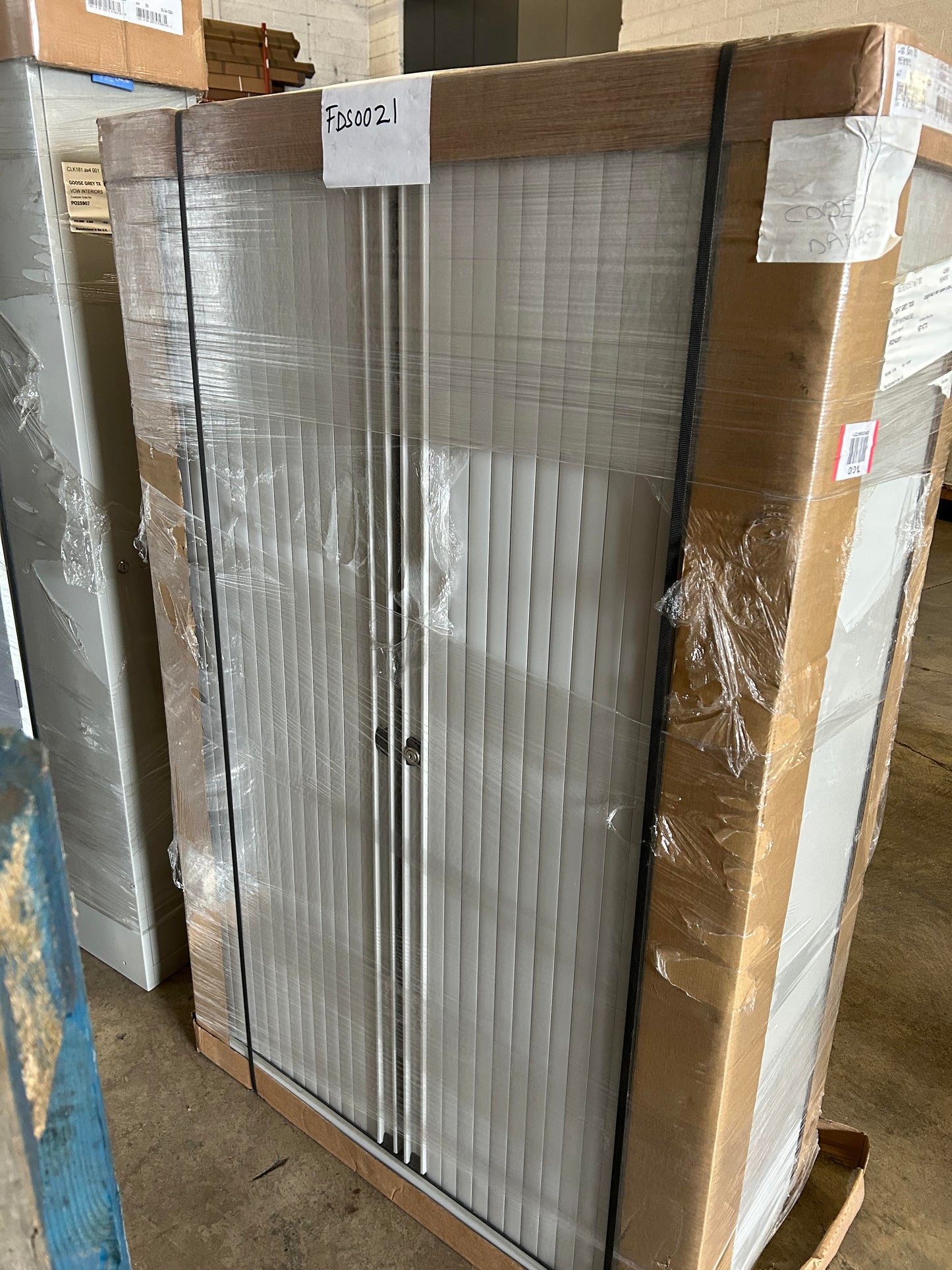 Grey 1570mm high metal tambour