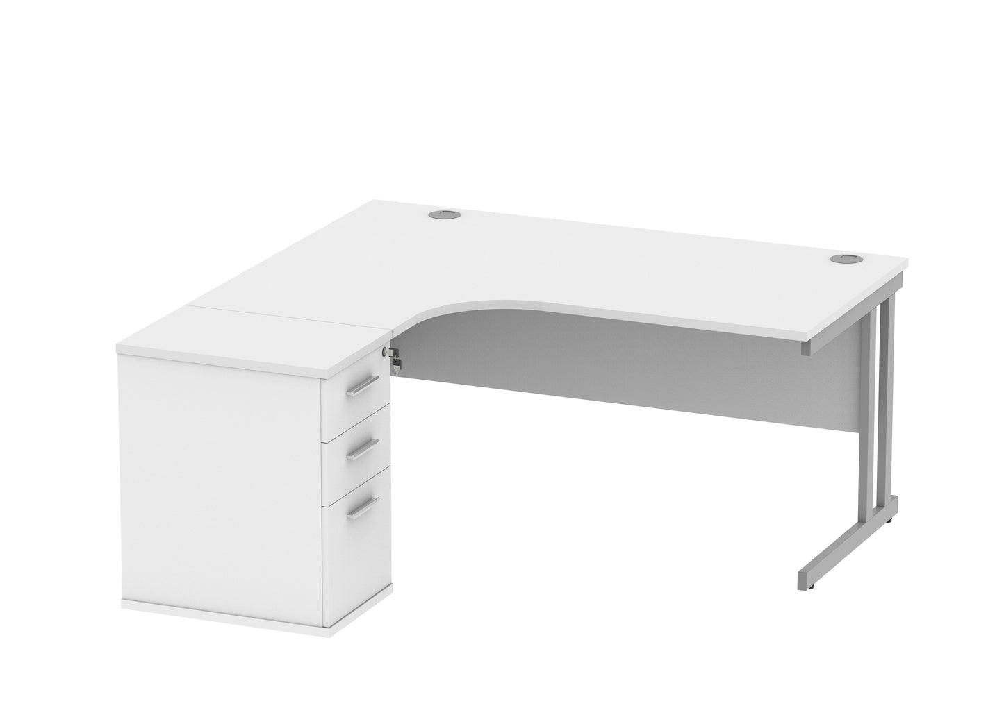 Double Upright Left Hand Radial Desk (1600 wide) + Desk High Pedestal