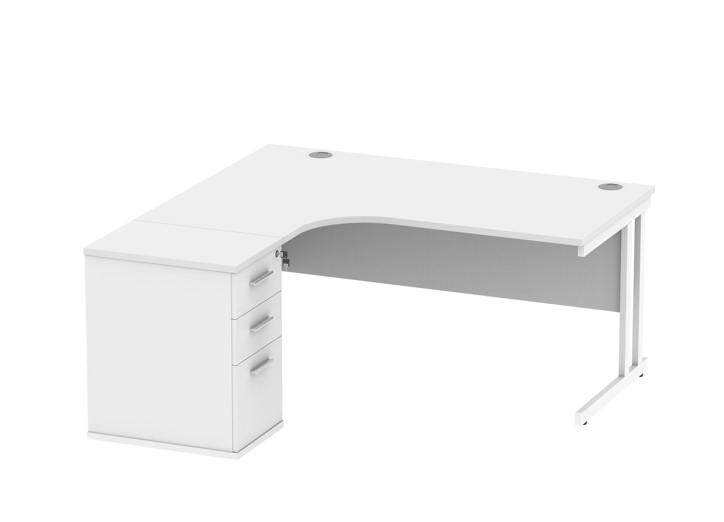 Double Upright Left Hand Radial Desk (1600 wide) + Desk High Pedestal