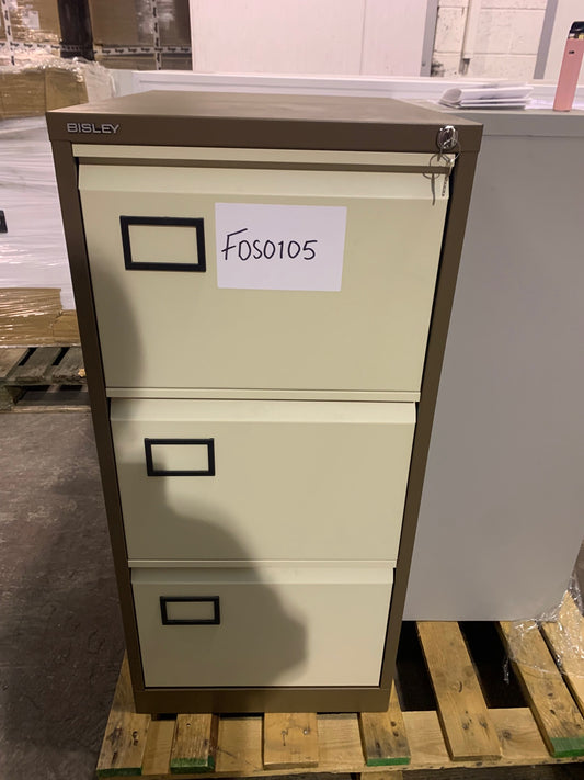Bisley Coffee and Cream 3 Drawer Filing Cabinet