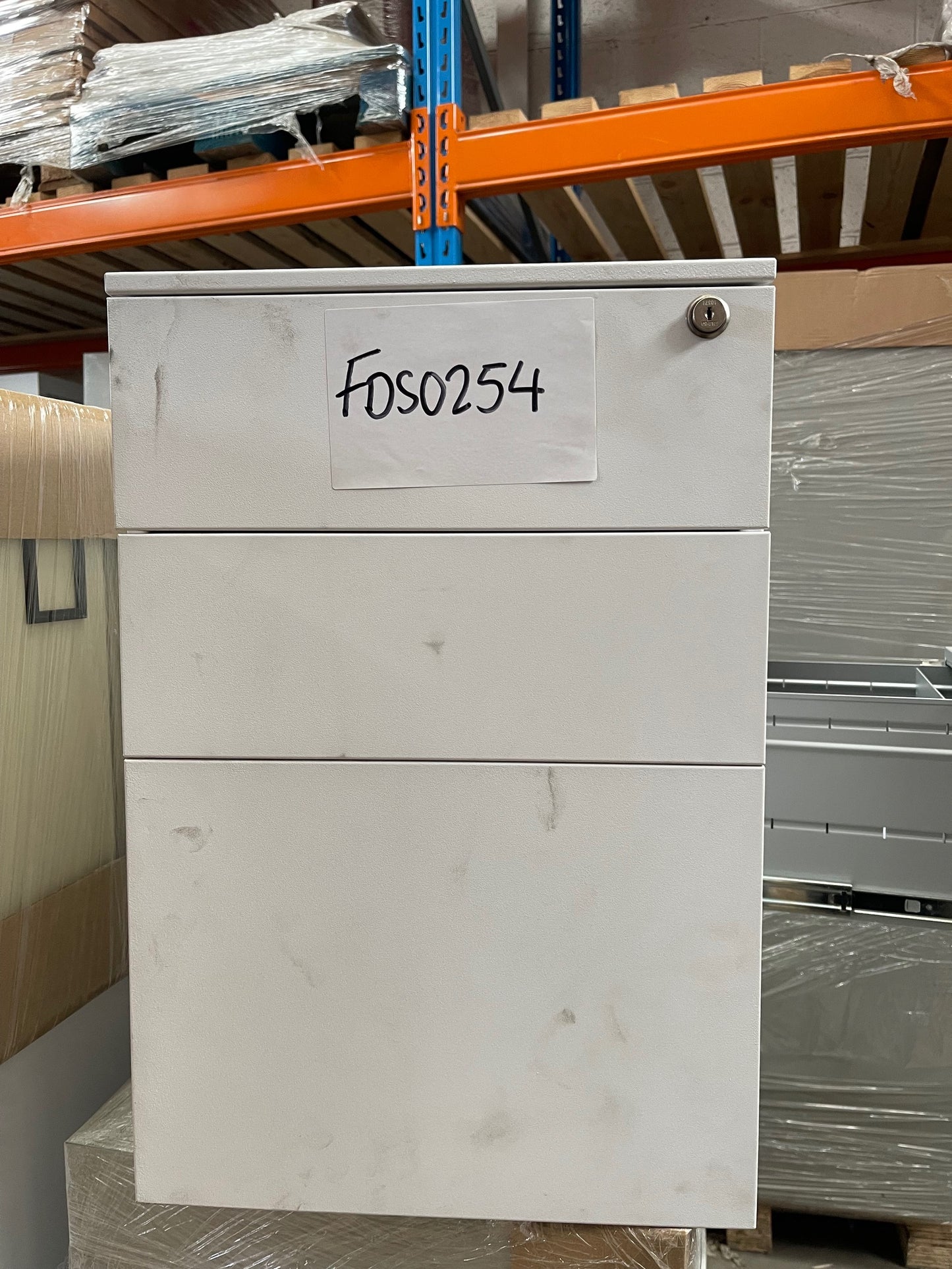 White 3 Drawer Steel Pedestal