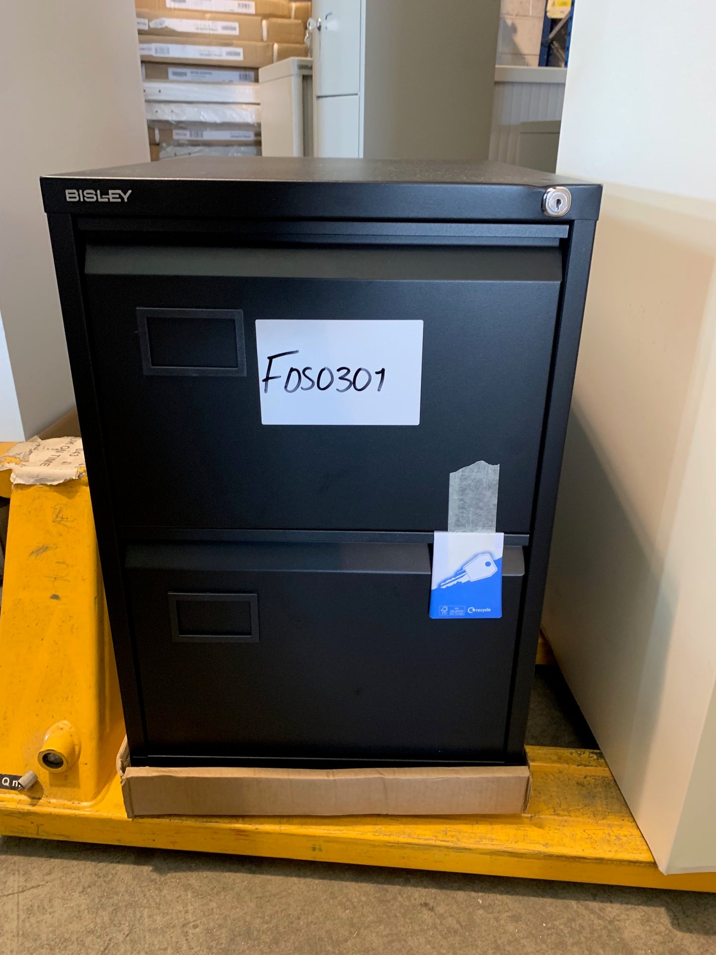 Black Bisley 2 Drawer Filing Cabinet