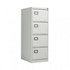 Bisley 4 Drawer Lockable Filing Cabinet- Silver